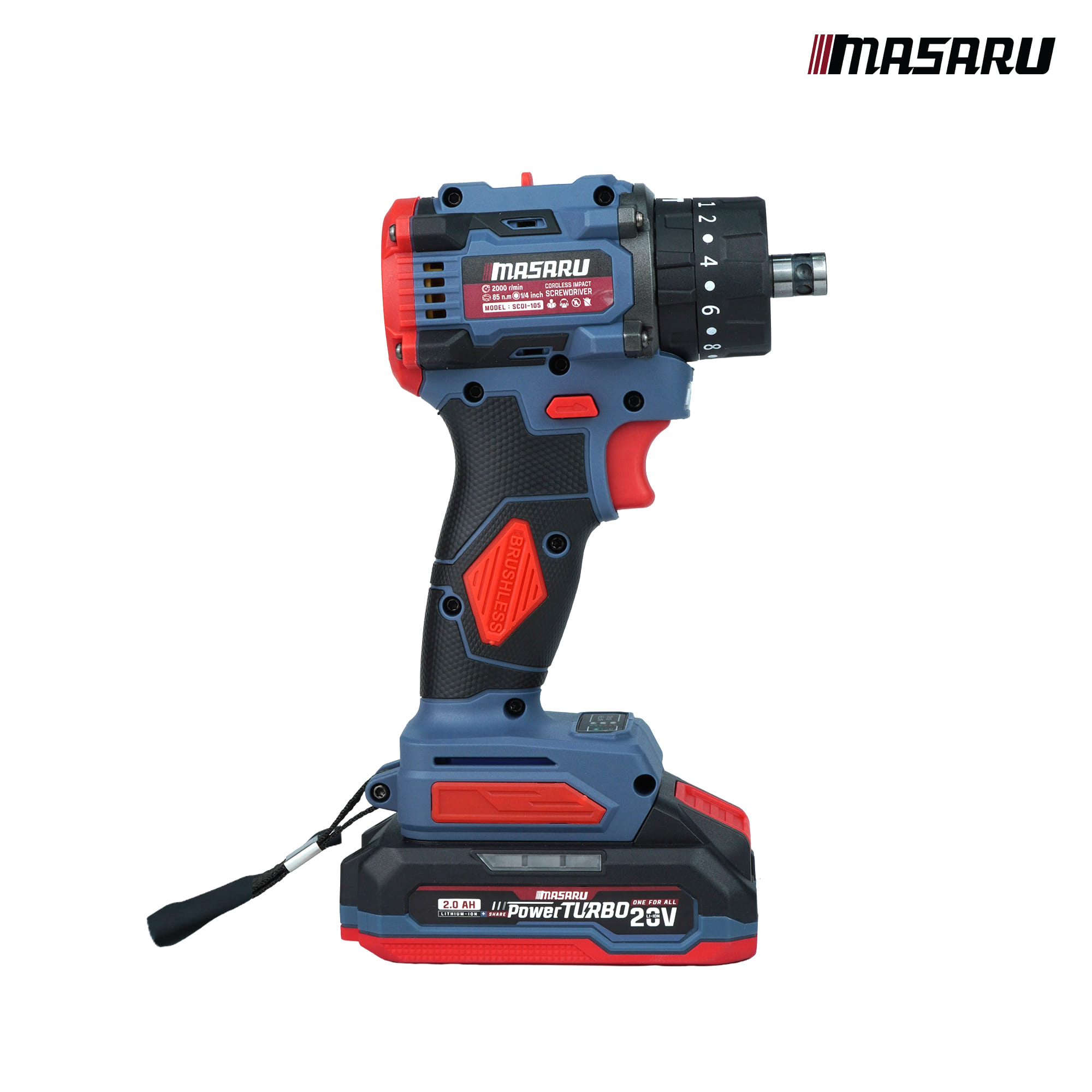 ชุดเซ็ตสว่านไขควงเจียรไร้สาย MASARU 20V รุ่น SCCG-105 (พร้อมแบตเตอรี่)